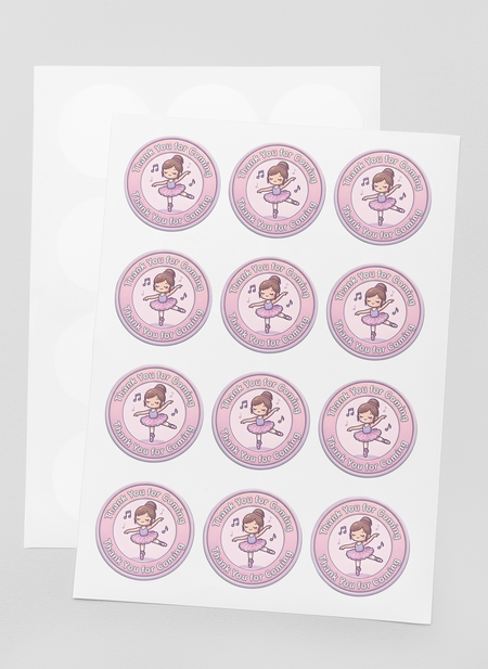 Ballerina Theme- Return Gift/birthday decor Thankyou Sticker (6 CM/Sticker/Mixcolour/24Pcs)