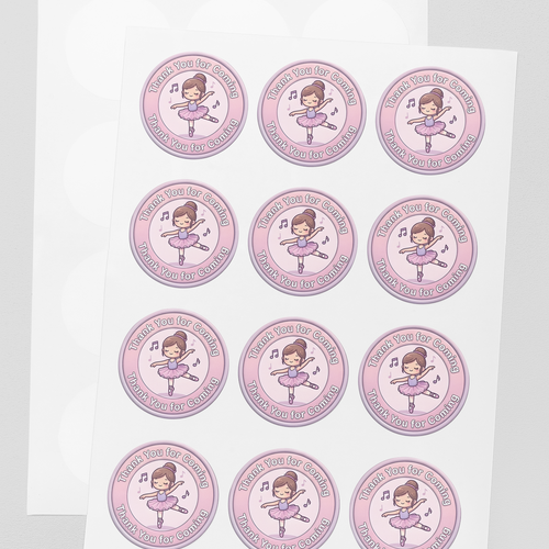 Load image into Gallery viewer, Ballerina Theme- Return Gift/birthday decor Thankyou Sticker (6 CM/Sticker/Mixcolour/24Pcs)

