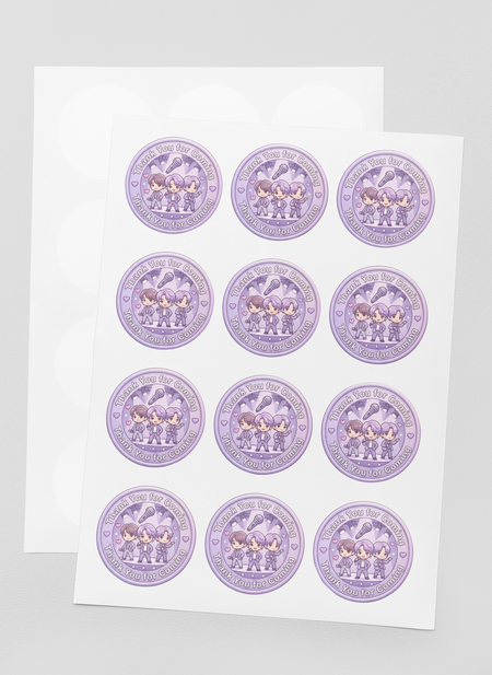 BTS Theme- Return Gift/birthday decor Thankyou Sticker (6 CM/Sticker/Mixcolour/24Pcs)