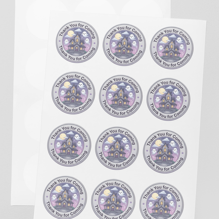 Halloween Theme- Return Gift/birthday decor Thankyou Sticker (6 CM/Sticker/Mixcolour/24Pcs)