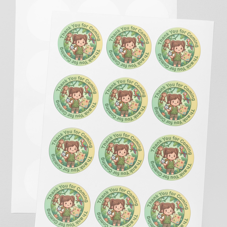 Safari Girl Theme- Return Gift/birthday decor Thankyou Sticker (6 CM/Sticker/Mixcolour/24Pcs)