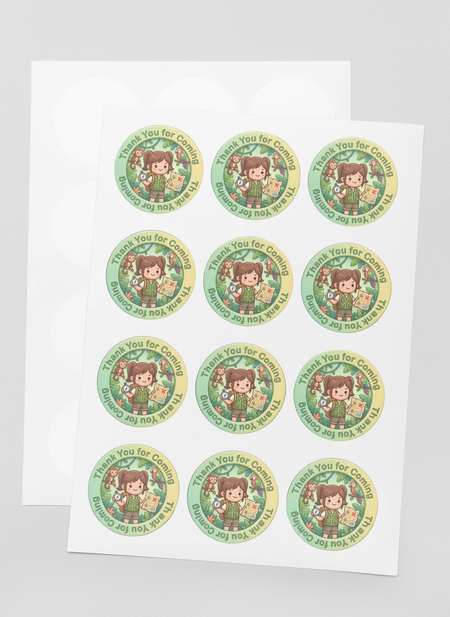 Safari Girl Theme- Return Gift/birthday decor Thankyou Sticker (6 CM/Sticker/Mixcolour/24Pcs)