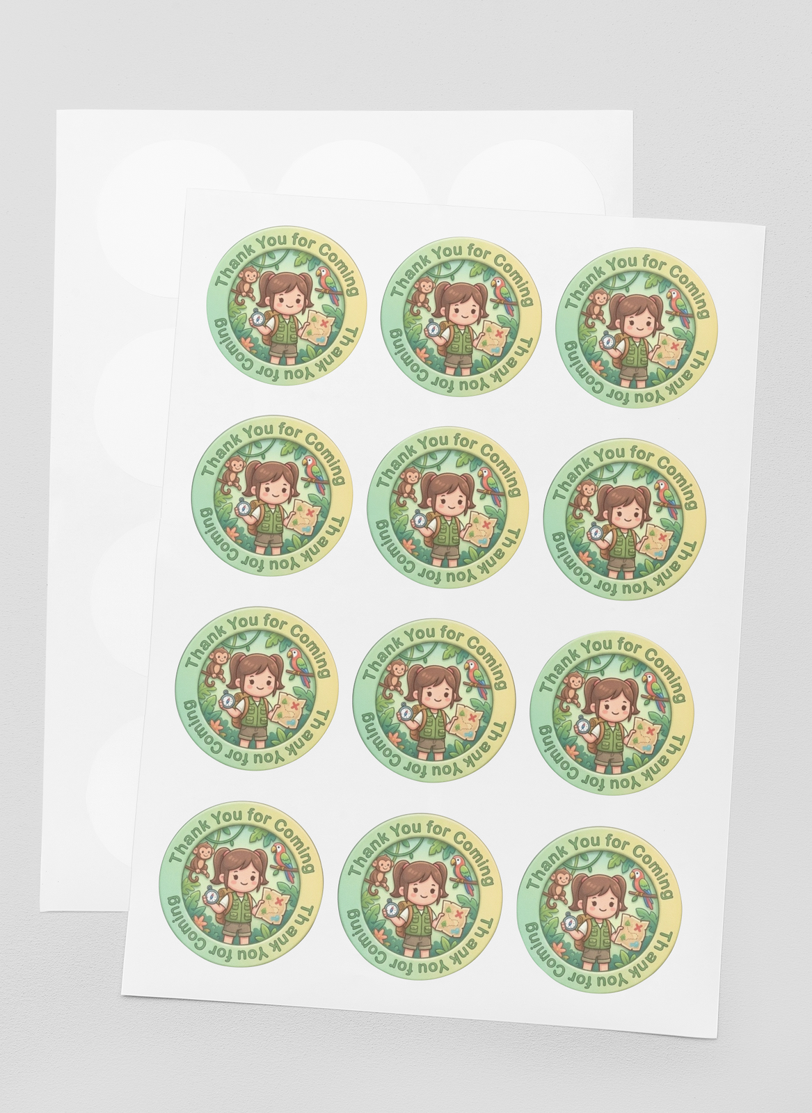 Safari Girl Theme- Return Gift/birthday decor Thankyou Sticker (6 CM/Sticker/Mixcolour/24Pcs)