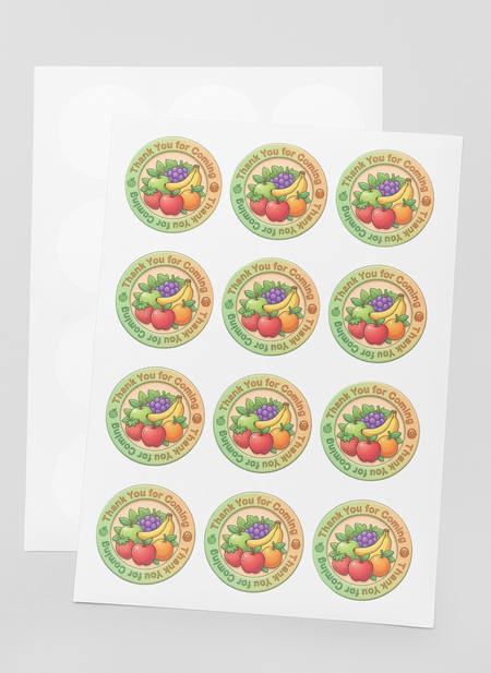 Fruit Theme- Return Gift/birthday decor Thankyou Sticker (6 CM/Sticker/Mixcolour/24Pcs)