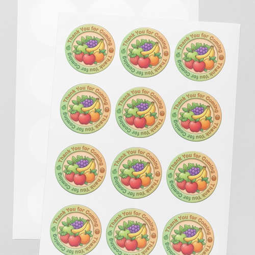 Load image into Gallery viewer, Fruit Theme- Return Gift/birthday decor Thankyou Sticker (6 CM/Sticker/Mixcolour/24Pcs)
