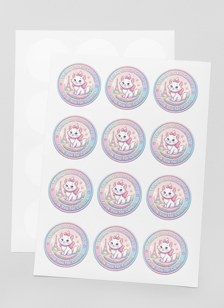 Aristocats Theme- Return Gift/birthday decor Thankyou Sticker (6 CM/Sticker/Mixcolour/24Pcs)