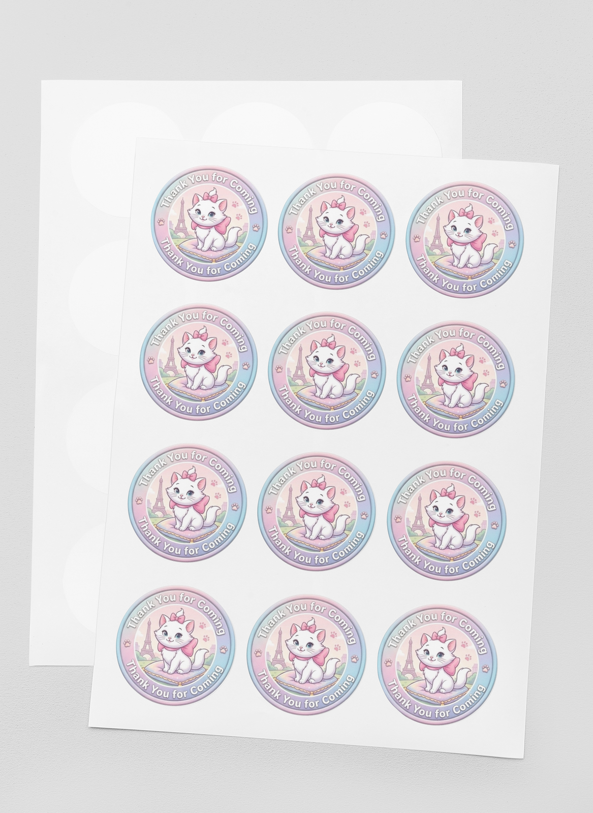 Aristocats Theme- Return Gift/birthday decor Thankyou Sticker (6 CM/Sticker/Mixcolour/24Pcs)