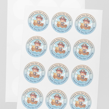 Pirate Boy Theme- Return Gift/birthday decor Thankyou Sticker (6 CM/Sticker/Mixcolour/24Pcs)