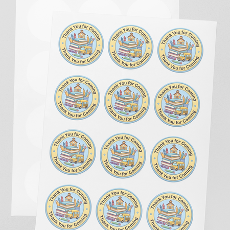 Back To School Theme- Return Gift/birthday decor Thankyou Sticker (6 CM/Sticker/Mixcolour/24Pcs)