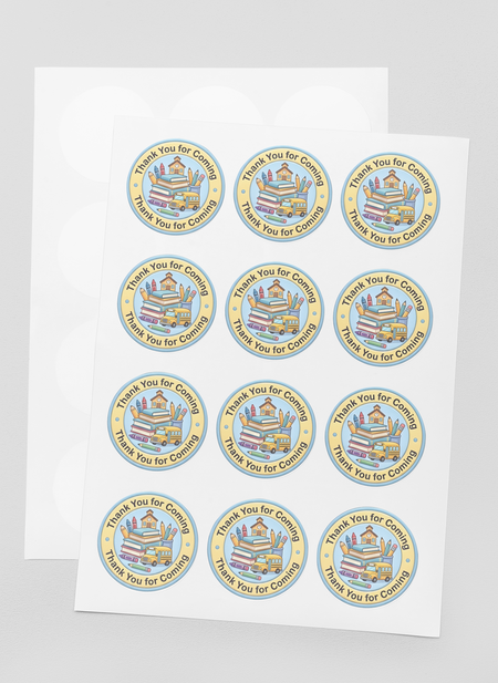 Back To School Theme- Return Gift/birthday decor Thankyou Sticker (6 CM/Sticker/Mixcolour/24Pcs)