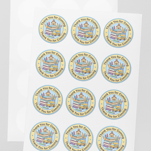 Load image into Gallery viewer, Back To School Theme- Return Gift/birthday decor Thankyou Sticker (6 CM/Sticker/Mixcolour/24Pcs)
