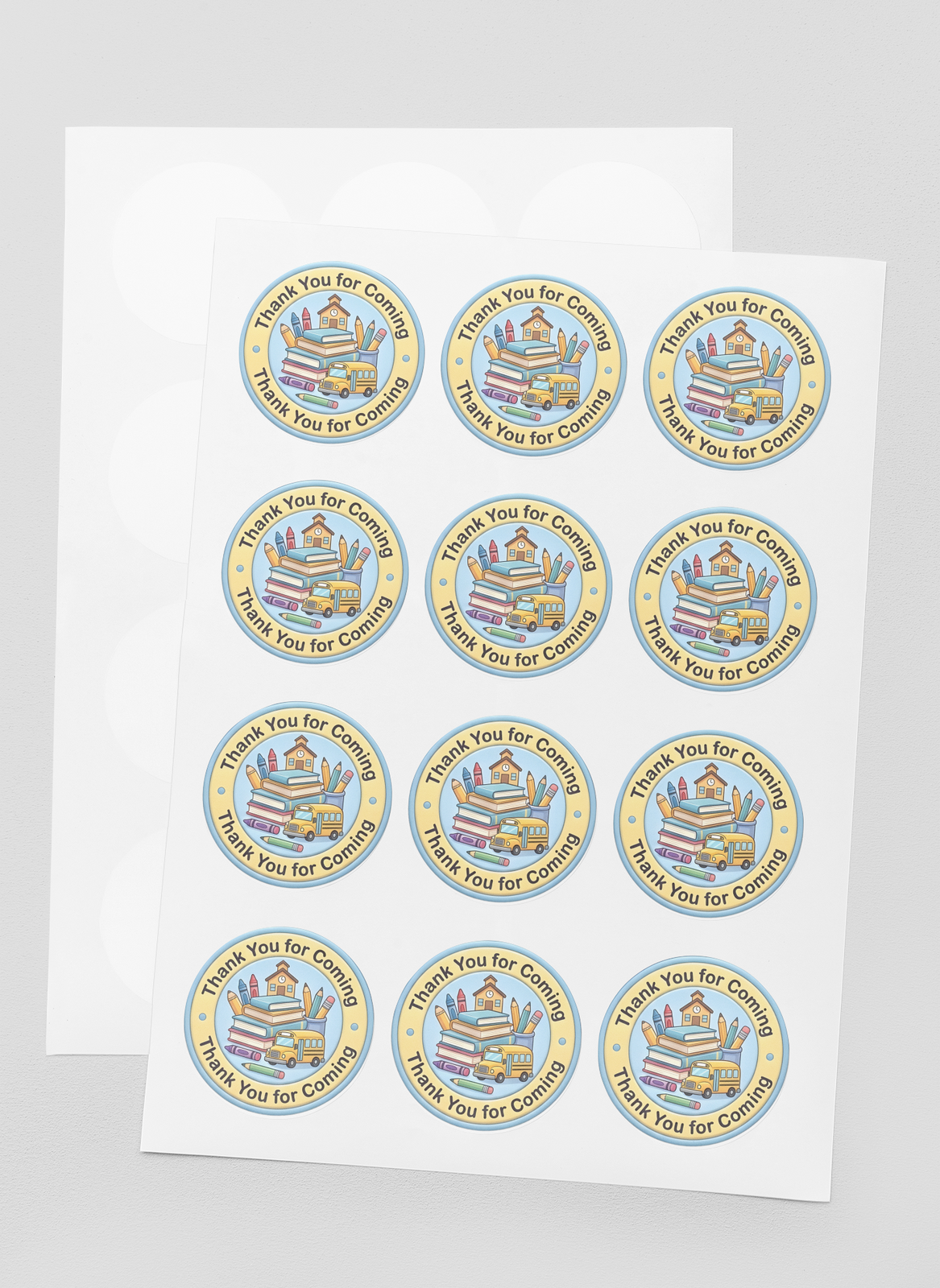 Back To School Theme- Return Gift/birthday decor Thankyou Sticker (6 CM/Sticker/Mixcolour/24Pcs)