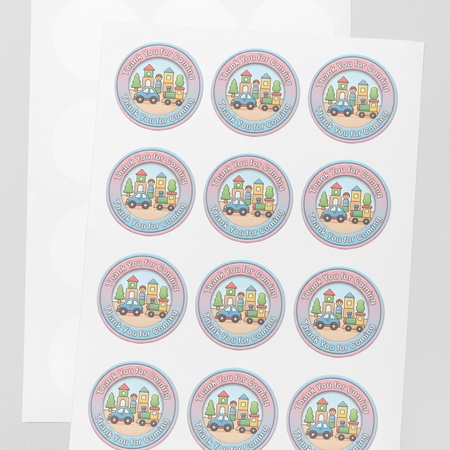 Toys Theme- Return Gift/birthday decor Thankyou Sticker (6 CM/Sticker/Mixcolour/24Pcs)