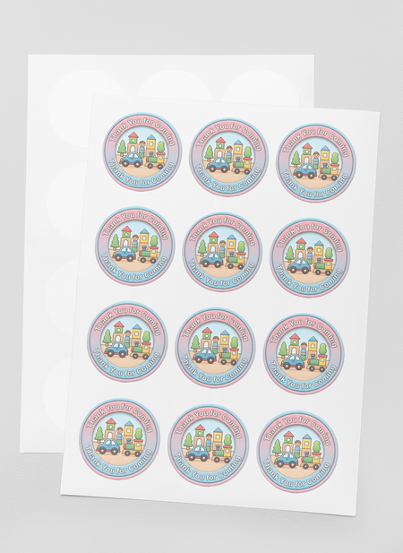 Toys Theme- Return Gift/birthday decor Thankyou Sticker (6 CM/Sticker/Mixcolour/24Pcs)