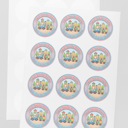 Load image into Gallery viewer, Toys Theme- Return Gift/birthday decor Thankyou Sticker (6 CM/Sticker/Mixcolour/24Pcs)
