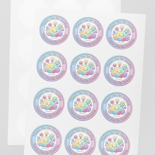 Load image into Gallery viewer, Rainbow Cloud Theme- Return Gift/birthday decor Thankyou Sticker (6 CM/Sticker/Mixcolour/24Pcs)
