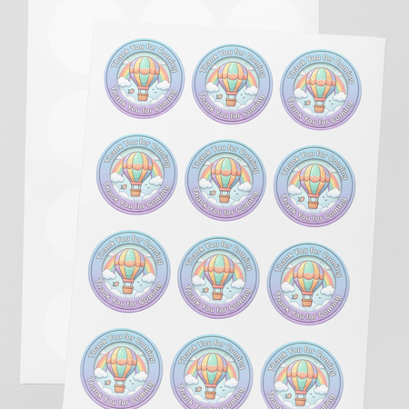 Hot Air Balloon Theme- Return Gift/birthday decor Thankyou Sticker (6 CM/Sticker/Mixcolour/24Pcs)