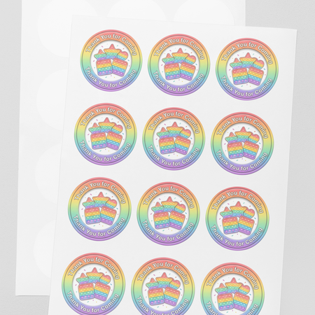 Pop It Theme- Return Gift/birthday decor Thankyou Sticker (6 CM/Sticker/Mixcolour/24Pcs)