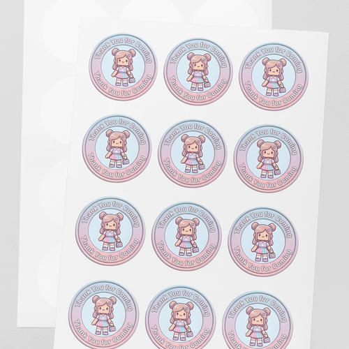Load image into Gallery viewer, Kawaii Theme- Return Gift/birthday decor Thankyou Sticker (6 CM/Sticker/Mixcolour/24Pcs)
