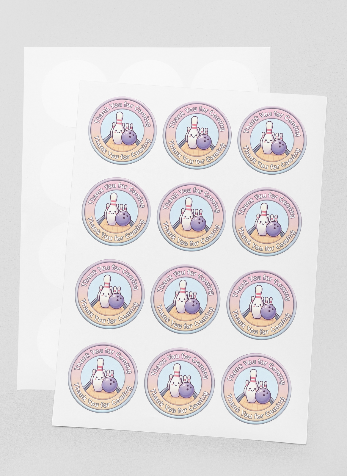 Bowling Theme- Return Gift/birthday decor Thankyou Sticker (6 CM/Sticker/Mixcolour/24Pcs)