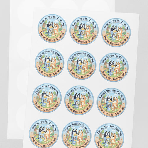 Load image into Gallery viewer, Bluey Theme- Return Gift/birthday decor Thankyou Sticker (6 CM/Sticker/Mixcolour/24Pcs)
