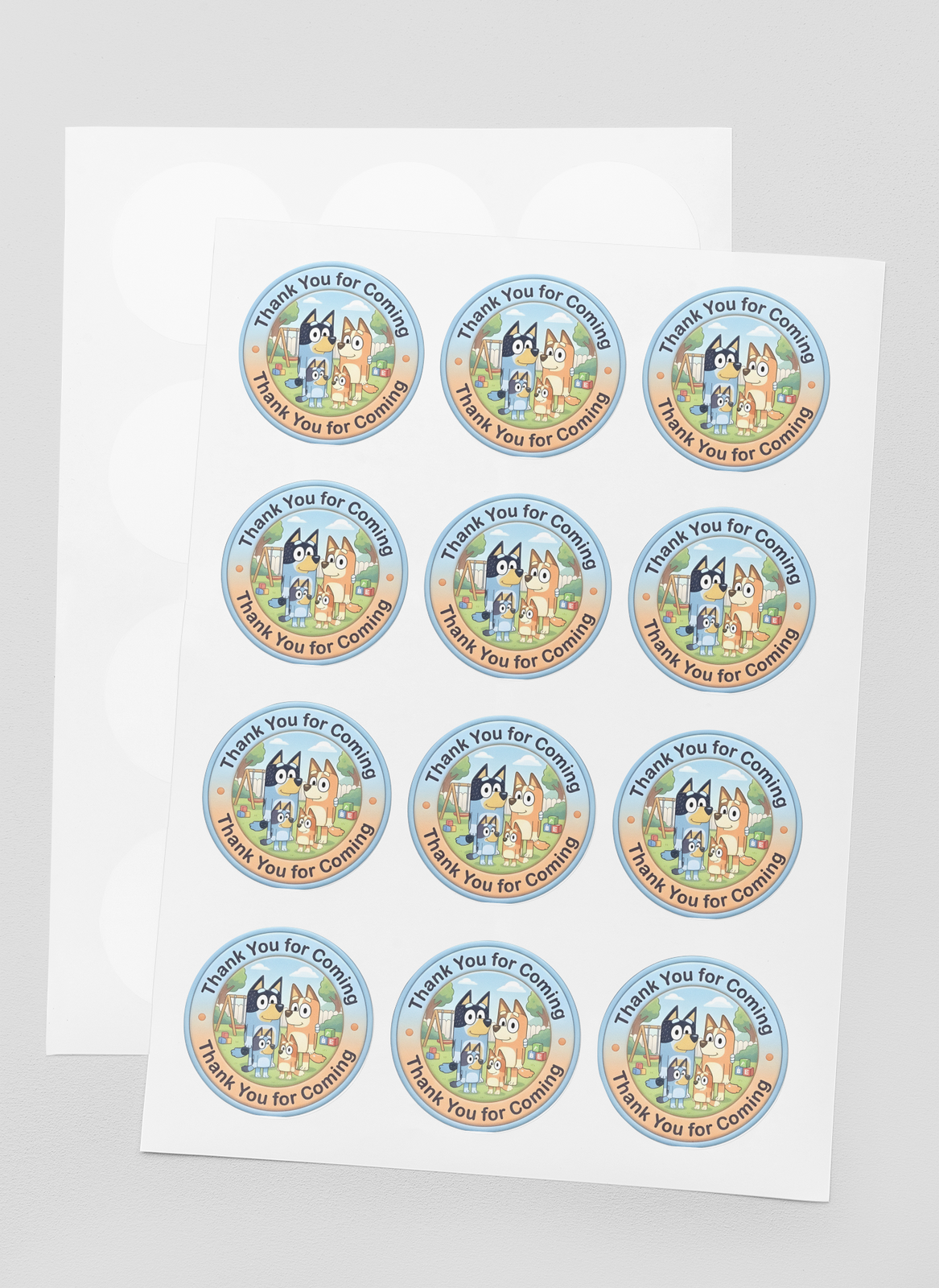 Bluey Theme- Return Gift/birthday decor Thankyou Sticker (6 CM/Sticker/Mixcolour/24Pcs)