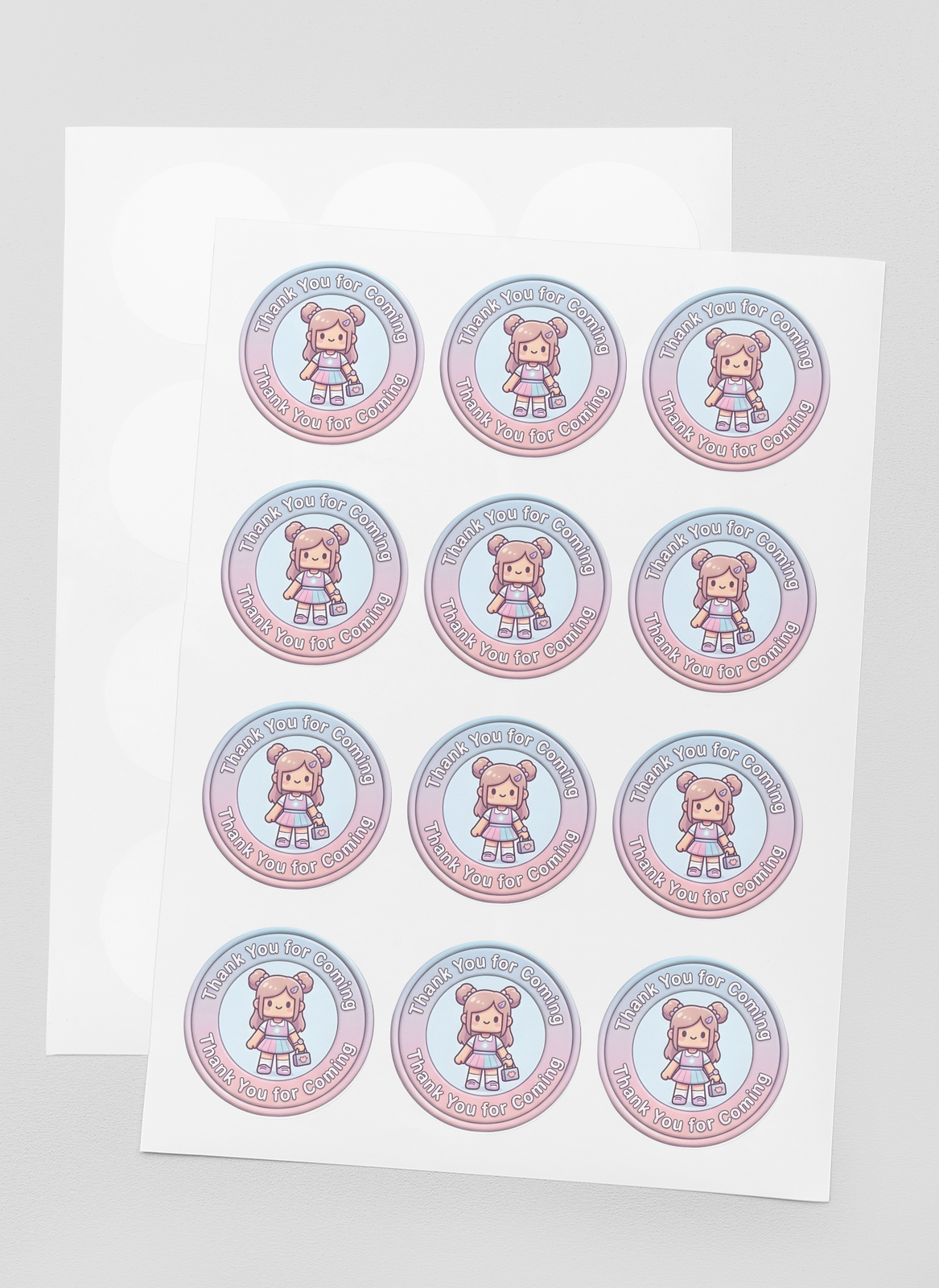 Kawaii Theme- Return Gift/birthday decor Thankyou Sticker (6 CM/Sticker/Mixcolour/24Pcs)