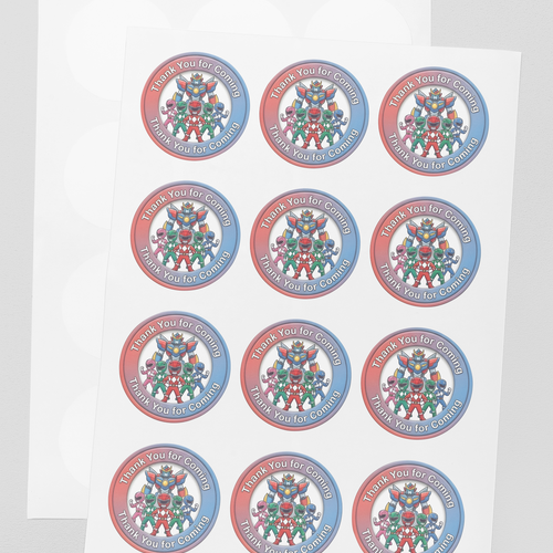 Load image into Gallery viewer, Power Ranger Theme- Return Gift/birthday decor Thankyou Sticker (6 CM/Sticker/Mixcolour/24Pcs)
