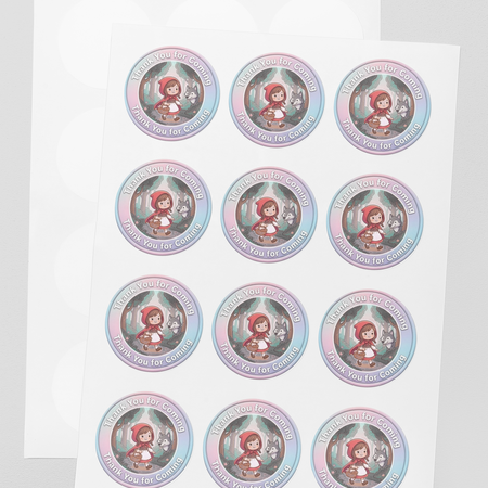 Little Red Riding Hood Theme- Return Gift/birthday decor Thankyou Sticker (6 CM/Sticker/Mixcolour/24Pcs)