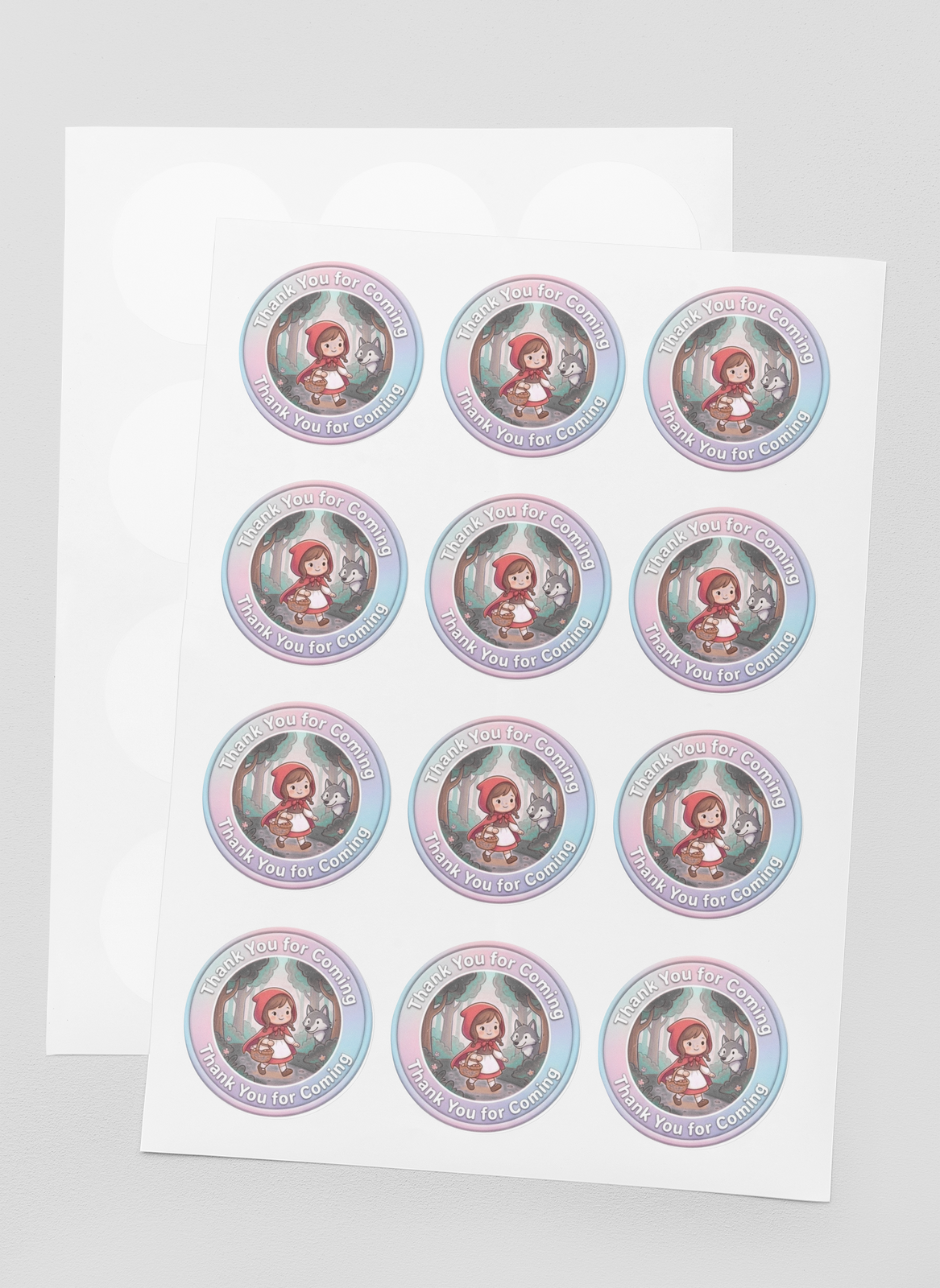 Little Red Riding Hood Theme- Return Gift/birthday decor Thankyou Sticker (6 CM/Sticker/Mixcolour/24Pcs)