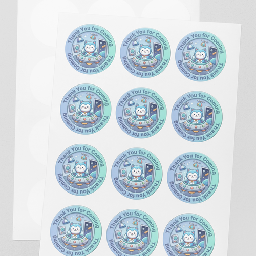 Load image into Gallery viewer, Astronaut Cat Theme- Return Gift/birthday decor Thankyou Sticker (6 CM/Sticker/Mixcolour/24Pcs)
