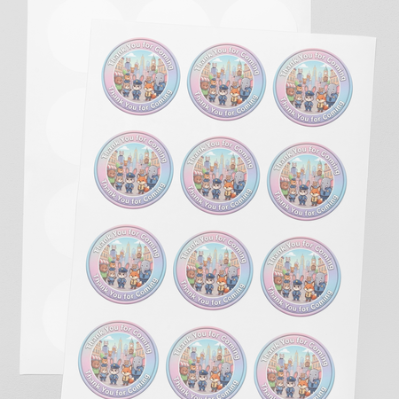 Zootopia Theme- Return Gift/birthday decor Thankyou Sticker (6 CM/Sticker/Mixcolour/24Pcs)