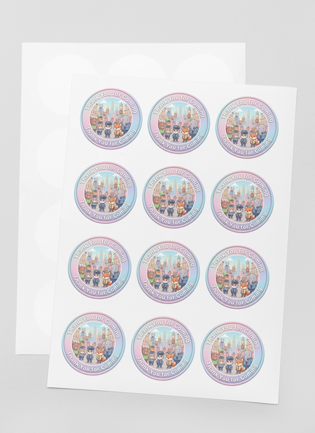 Zootopia Theme- Return Gift/birthday decor Thankyou Sticker (6 CM/Sticker/Mixcolour/24Pcs)