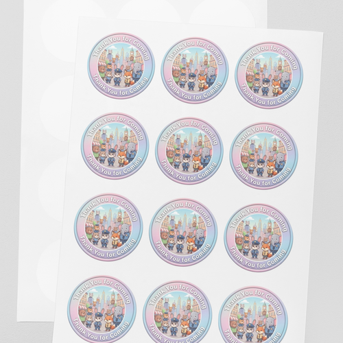 Load image into Gallery viewer, Zootopia Theme- Return Gift/birthday decor Thankyou Sticker (6 CM/Sticker/Mixcolour/24Pcs)
