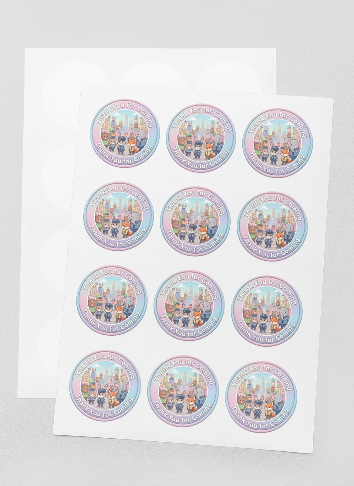 Zootopia Theme- Return Gift/birthday decor Thankyou Sticker (6 CM/Sticker/Mixcolour/24Pcs)