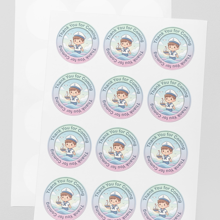 Sailor Boy Theme- Return Gift/birthday decor Thankyou Sticker (6 CM/Sticker/Mixcolour/24Pcs)