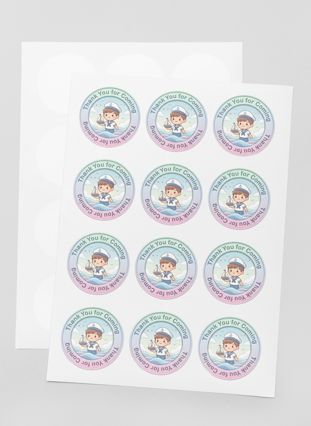 Sailor Boy Theme- Return Gift/birthday decor Thankyou Sticker (6 CM/Sticker/Mixcolour/24Pcs)
