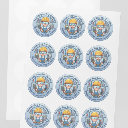 Electrician Theme- Return Gift/birthday decor Thankyou Sticker (6 CM/Sticker/Mixcolour/24Pcs)