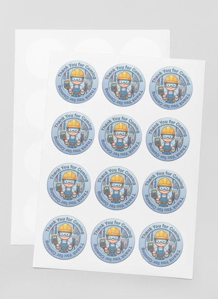 Electrician Theme- Return Gift/birthday decor Thankyou Sticker (6 CM/Sticker/Mixcolour/24Pcs)