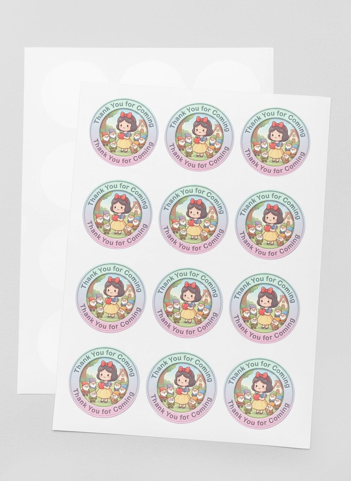 Snow White Theme- Return Gift/birthday decor Thankyou Sticker (6 CM/Sticker/Mixcolour/24Pcs)