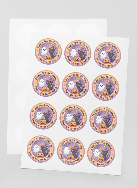 Halloween Theme- Return Gift/birthday decor Thankyou Sticker (6 CM/Sticker/Mixcolour/24Pcs)