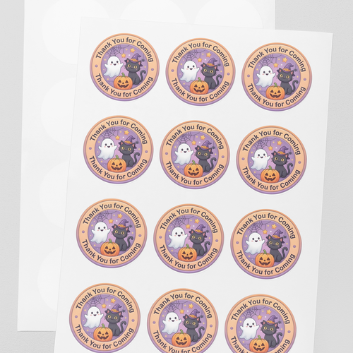 Load image into Gallery viewer, Halloween Theme- Return Gift/birthday decor Thankyou Sticker (6 CM/Sticker/Mixcolour/24Pcs)
