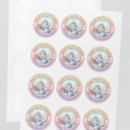 Load image into Gallery viewer, Robocar Poli Theme- Return Gift/birthday decor Thankyou Sticker (6 CM/Sticker/Mixcolour/24Pcs)
