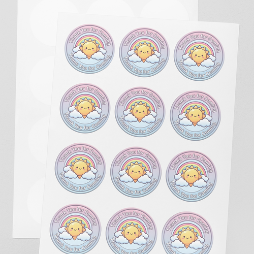 Load image into Gallery viewer, Sun Theme- Return Gift/birthday decor Thankyou Sticker (6 CM/Sticker/Mixcolour/24Pcs)
