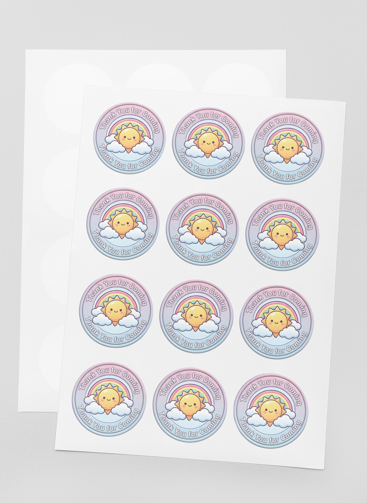Sun Theme- Return Gift/birthday decor Thankyou Sticker (6 CM/Sticker/Mixcolour/24Pcs)