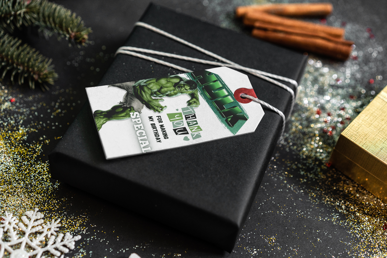 Hulk Theme Thank You Cards & Return Gift Tags - 30Pcs, 2x3.5, 250 GSM Cardstock, Green & Black (Hulk)