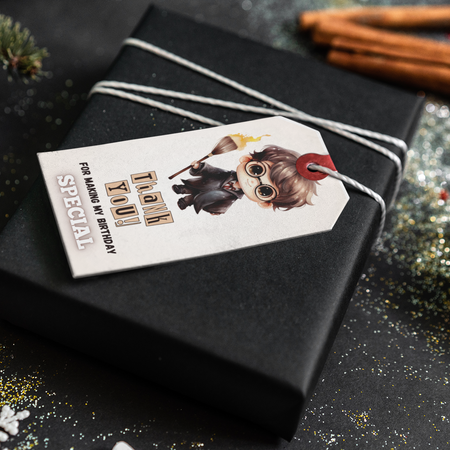 Harry Potter - Boy Theme Thank You Cards & Return Gift Tags - 30Pcs, 2x3.5, 250 GSM Cardstock, Green & Black (Harry Potter - Boy)