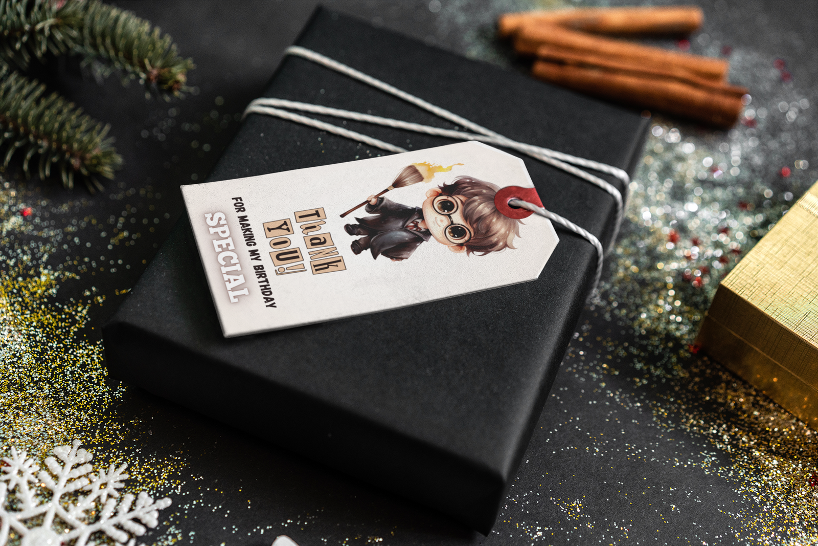 Harry Potter - Boy Theme Thank You Cards & Return Gift Tags - 30Pcs, 2x3.5, 250 GSM Cardstock, Green & Black (Harry Potter - Boy)