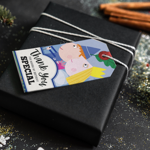 Load image into Gallery viewer, Ben &amp; Holly Theme Thank You Cards &amp; Return Gift Tags - 30Pcs, 2x3.5, 250 GSM Cardstock (Ben &amp; Holly)
