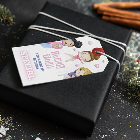 Gymnastics Theme Thank You Cards & Return Gift Tags - 30Pcs, 2x3.5, 250 GSM Cardstock, Green & Black (Gymnastics)